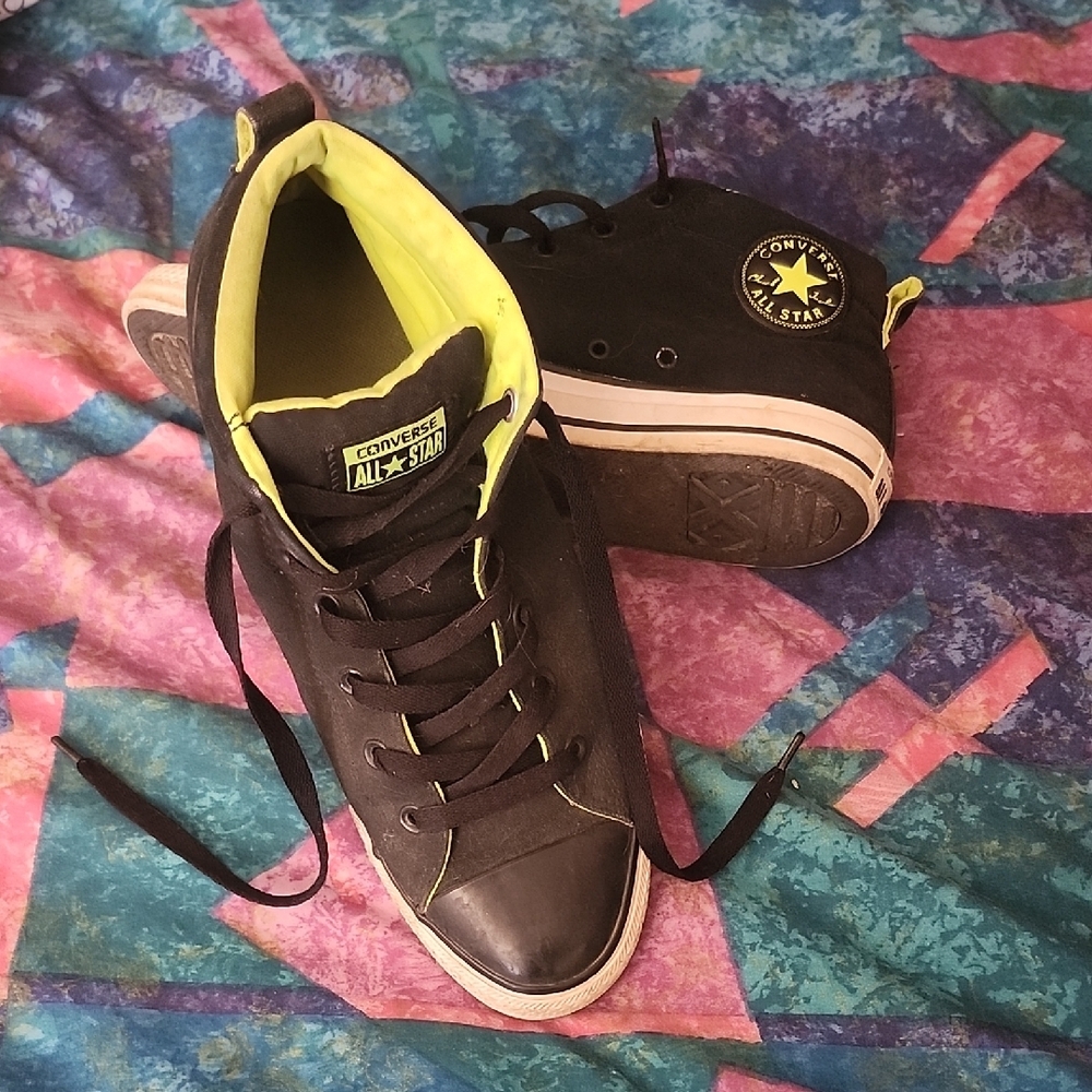 Converse Black and Yellow High-Top Sneakers